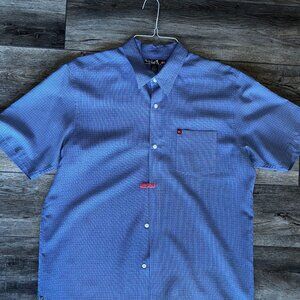 Quicksilver Blue Short Sleeve Button Down Mens Shirt, Size L